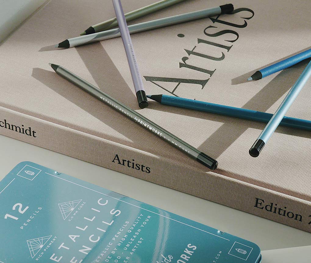 PRINTWORKS Color Pencils Swedish Nordic Perfect for and Includes 12 Lead Ideal for Designers and Metallic 12-set - Design, Style, Sketching,