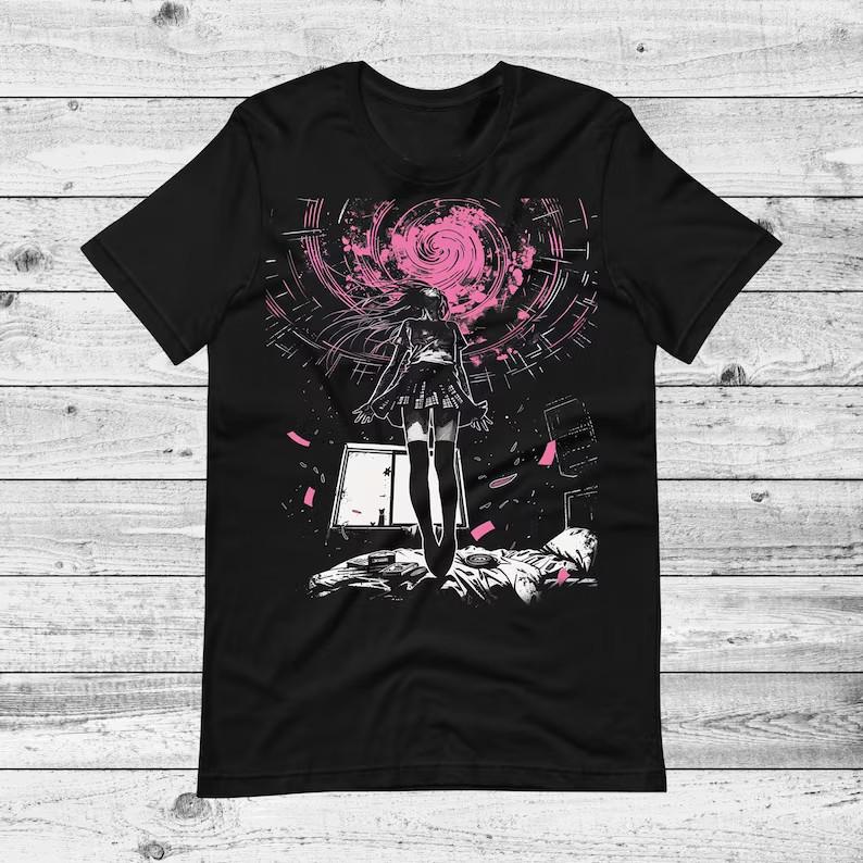 Trippy Horror Shirt, Dark Art Anime Tshirt, Weirdcore Clothing, Grunge Aesthetic