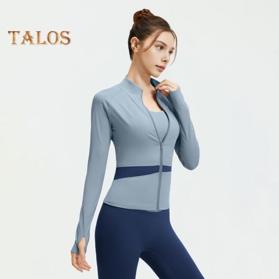 Dámská cvičební bunda na zip, zkrácená jógová bunda s dlouhým rukávem, slim fit, sportovní top na běhání, sportovní oblečení na fitness