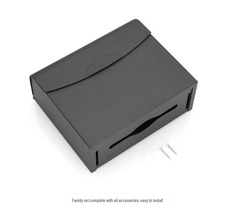 Punch-Free Space Aluminum Wall-Mounted Tissue Box Holder for Bathroom or Kitchen