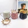 Cană Ceramică Strălucitoare cu Strass-uri și Capac cu Coroană Cana de Cafea Drăguță Cana pentru Ceai cu Lapte Cani de Apă Creative de Lux Cadou Bling