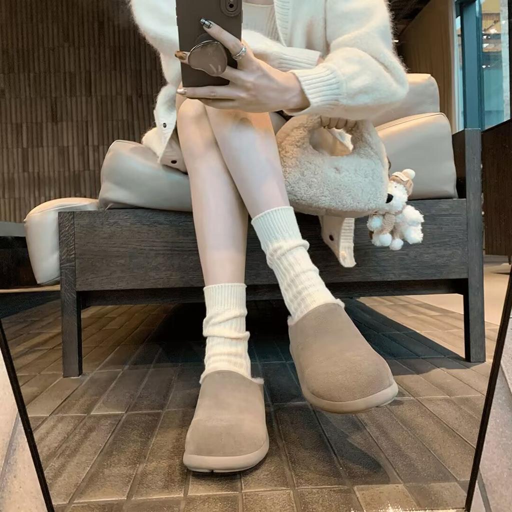 Popular autumn and winter small potatoes Birkenstocks shoes women's velvet autumn and winter thick-soled warm Birkenstocks cotton shoes fluffy sli