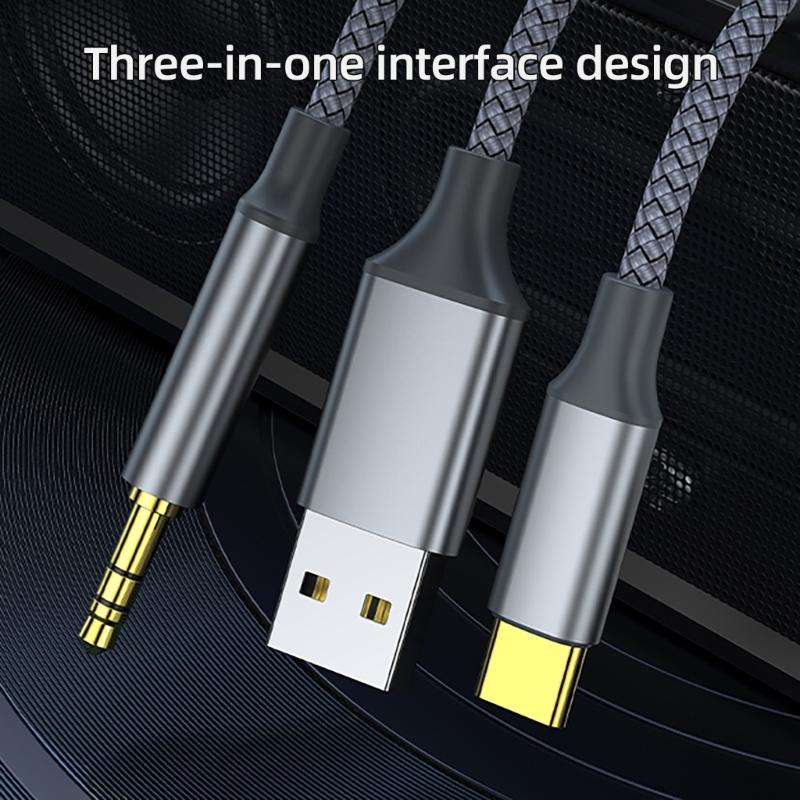 3 In 1 Auditory Cable Adapter USB TypeC 3.5mm To 2RCA for Amplifiers Stereo Sound For Home Theater Connection