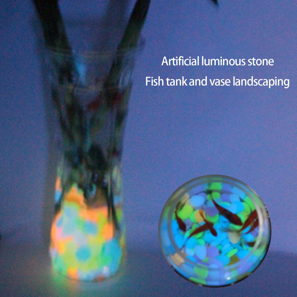 300pcs Luminous Pebble Stone Glow In The Dark Pebbles Colorful Gravel for Aquarium Fish Tank Ornament