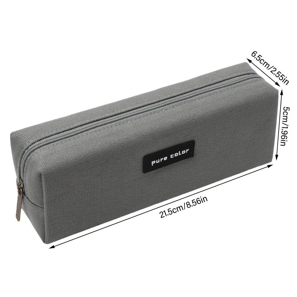 Pure Color Zipper Canvas Stationery Holder Box Pen Bag Pencil Pouch Pen Case