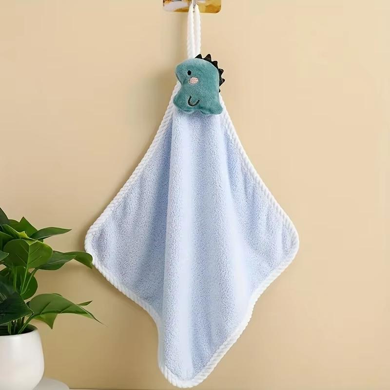 

1pc Coral Fleece Hangable Hand Towels for Kids Baby Bathroom Fingertip Super Absorbent Handkerchief Bath Towel Accessories