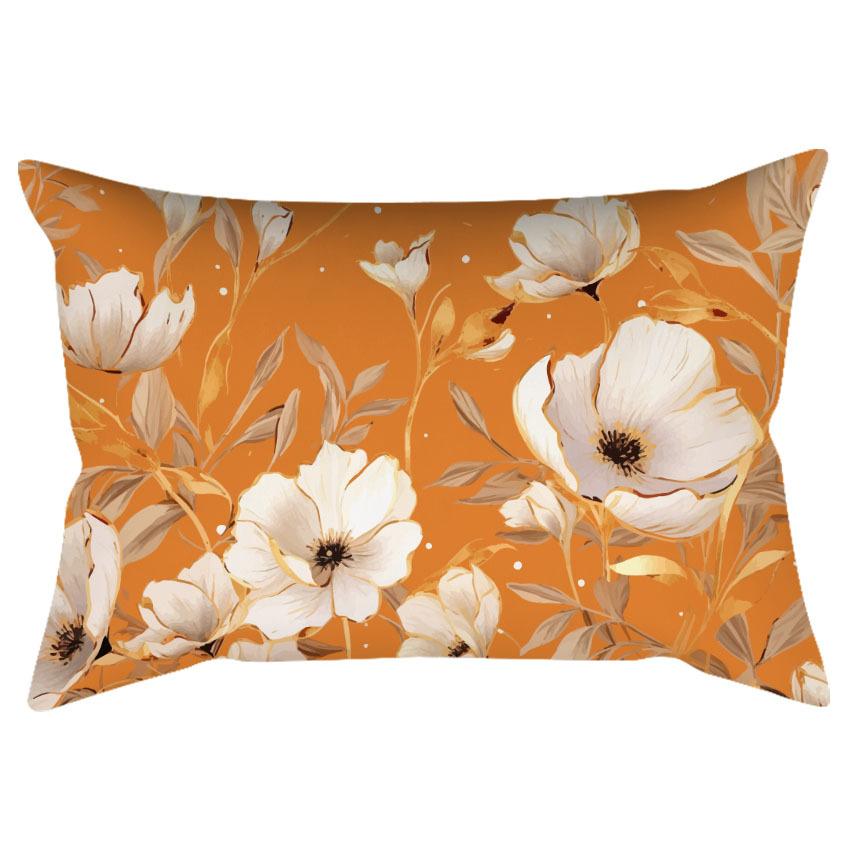 Chinese Retro Watercolor Golden Floral Print Pillowcase Home Sofa Cushion Pillowcase