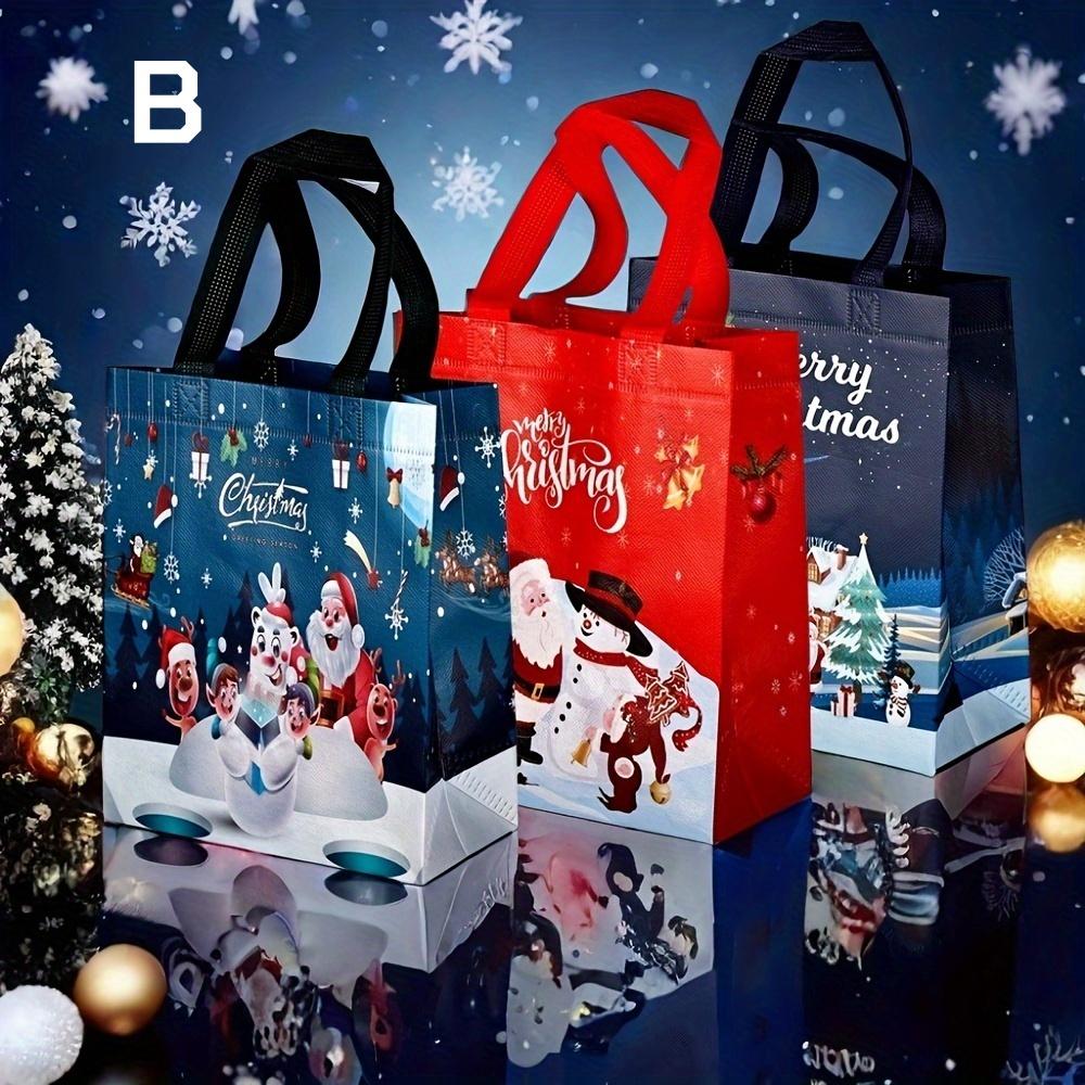 3Pcs  Christmas Gift Bags Assorted Sizes, Reusable Tote Bags with Handle, Non-Woven Christmas Bags for Xmas Party Favors