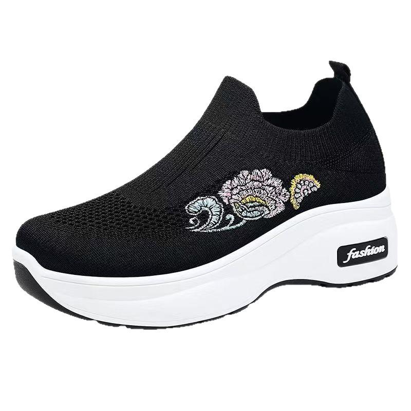 Shoes, Shoes, New Muffin-sole Heightening Shoes, Mom Shoes, Fly-weave Breathable Casual Shoes, Single Shoes