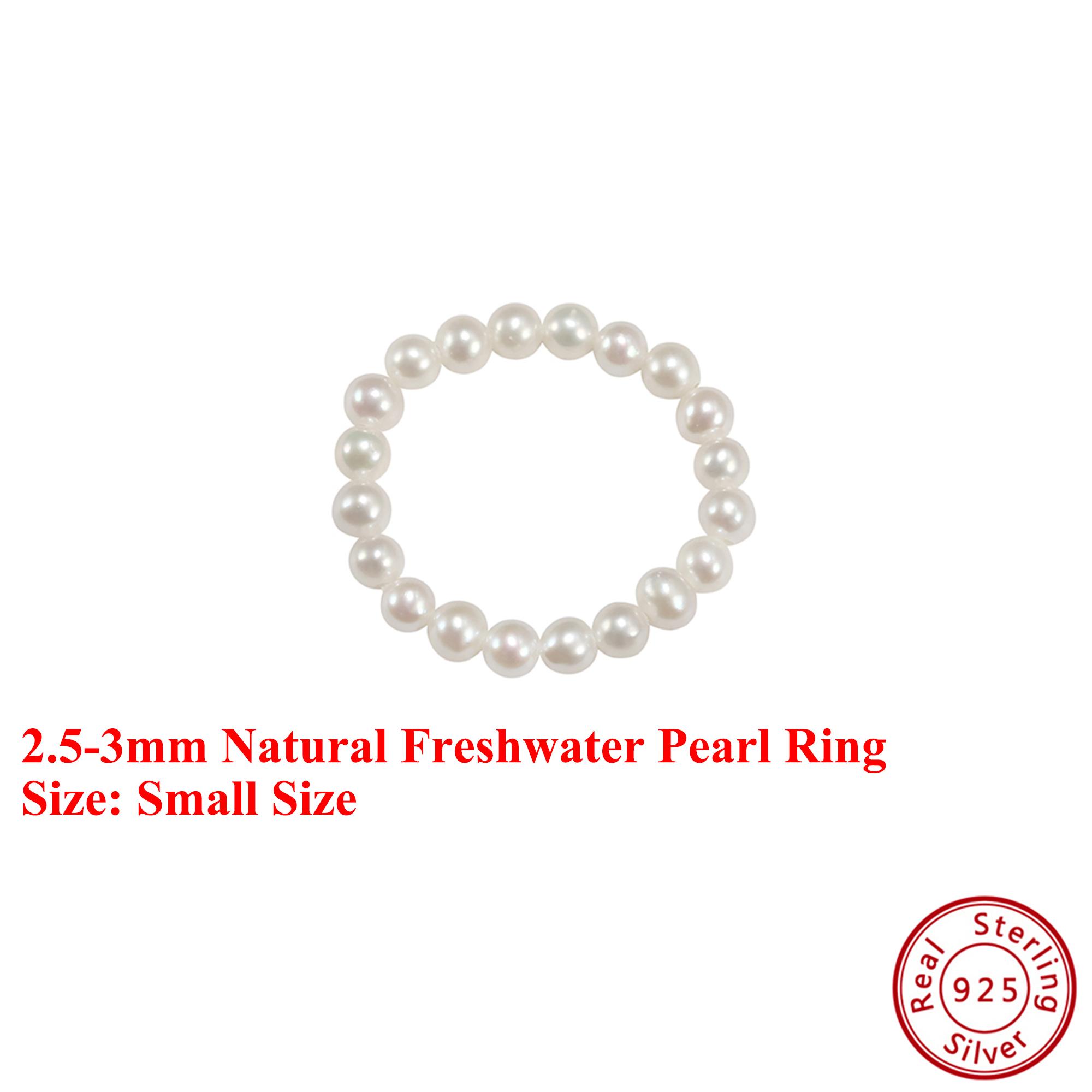 

Effie Queen 2.5-3mm Natural Freshwater Pearl Finger Ring Natural Jewelry for Women and Girl Wedding Party Birthday Gift GPR27