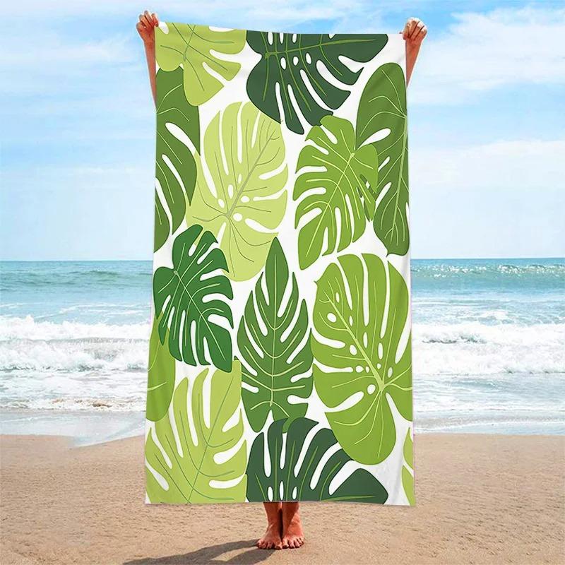 Tropisches Bananenblatt-Print Strandtuch Mikrofaser Schnelltrocknend Sandfest Saugfähig Badetuch für Sommer Strand Pool Schwimmen