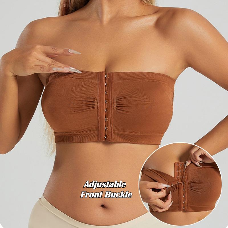 Sexy trägerlose BHs mit Knopfleiste vorne für Damen ohne Bügel Nahtlose Bralettes Damen kabelloser BH weiche Stütze Übergröße Bustier