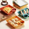 Large Dumpling Plate with Vinegar Space Square Shape Snack Cookie Platter Food Tray Dish Tableware Kitchen Gadgets Plates