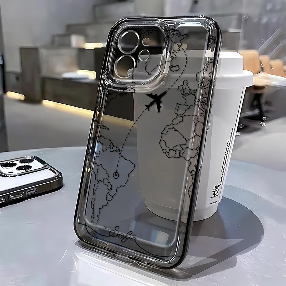 Explore the World Travel Pattern Phone Case for iPhone 17 16 15 14 13 12 11 ProMax X XS XR 7 8Plus Soft TPU Shockproof Cover