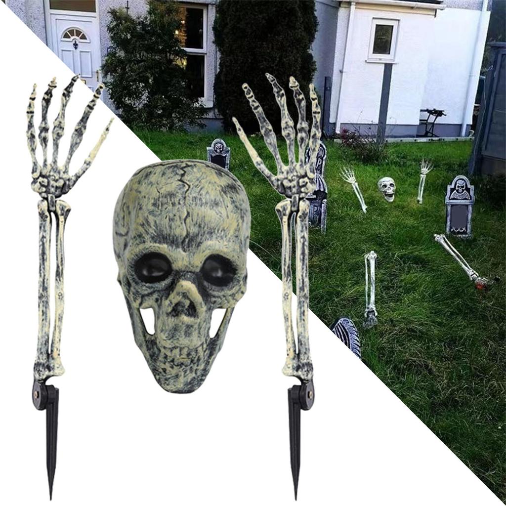 Skeleton Coming Out Of Ground Ground Breaker Skeleton 3 Pieces Realistic Skull For Pathway Lawn Garden Front Door Yard Fence