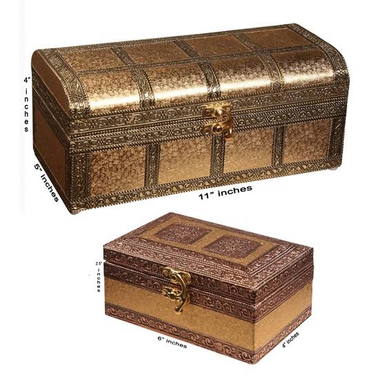 Set of 2 Handmade Jewelry Boxes Wedding Wooden Jewelry Box Meenakari Box Decorative