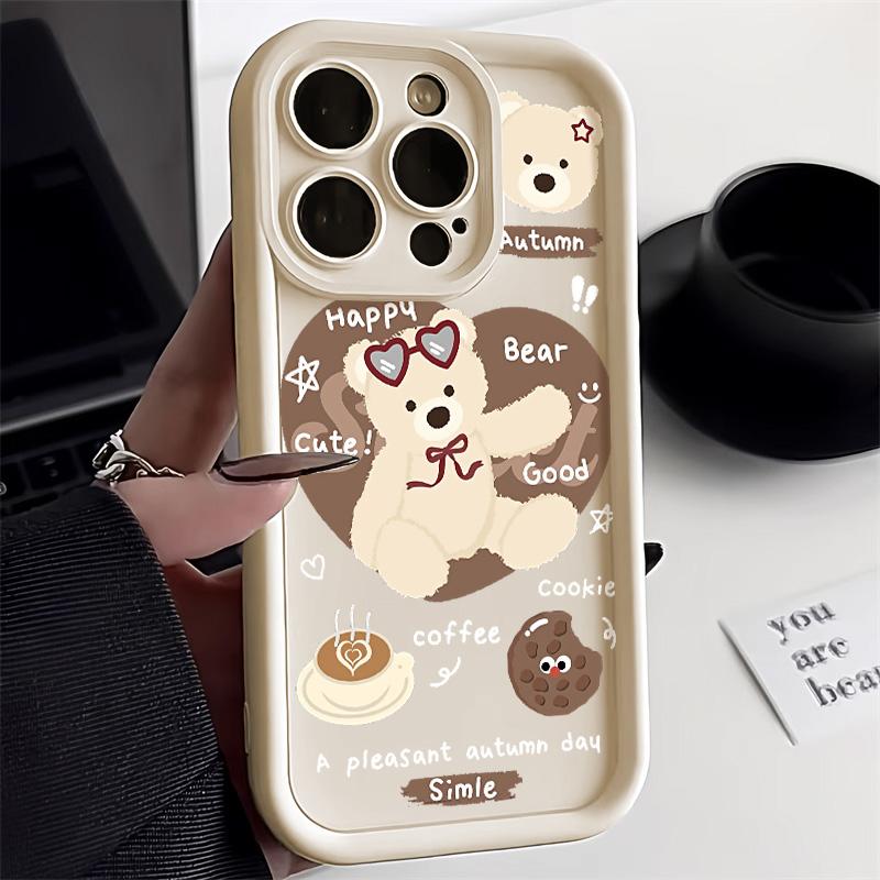 Cute Bear Phone Case For IPhone 17 Air 16 11 12 13 Pro Max 14 15 Plus Soft Silicone Shockproof Durable Fashion Protective Cover