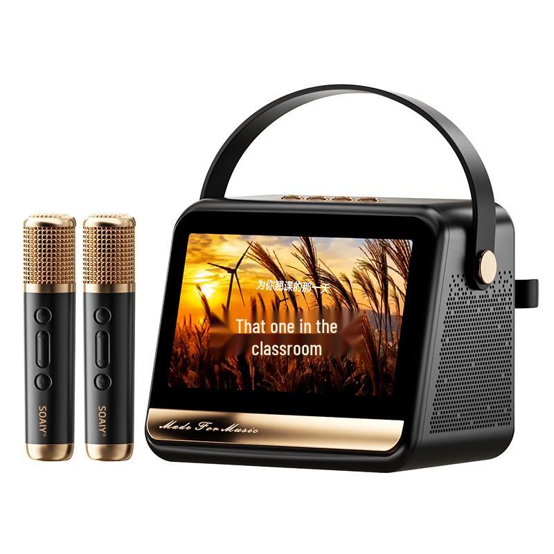 Soaiy Portable KTV Lyric Speaker with Integrated Microphone CN plug (adapter included) (CN version)
