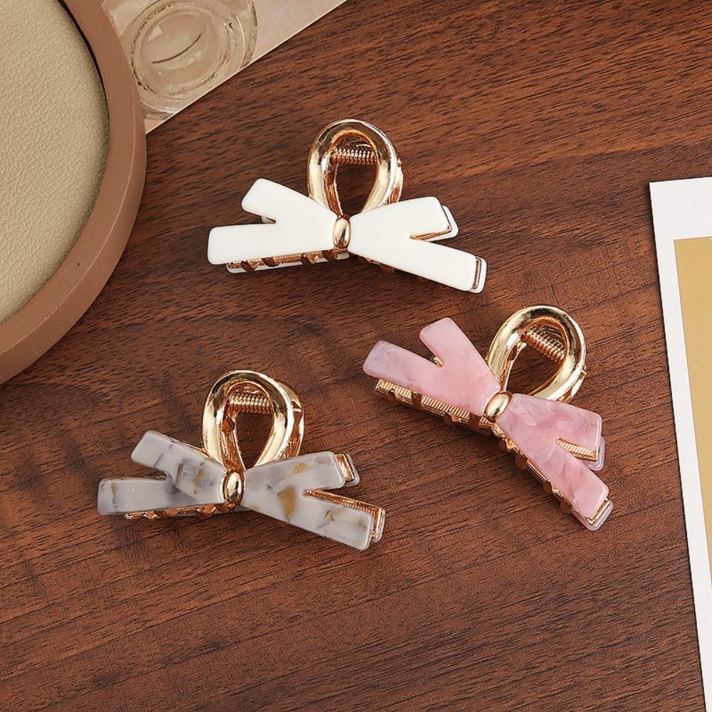 Hairpin Acetate Shark Clip Geometry Hair Grab Clip Sweet Bow Hair Claw Back Of The Head