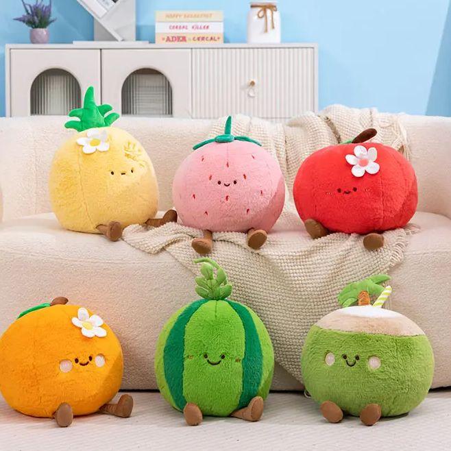 30cm Cartoon Fruit Pillow Watermelon Coconut Pineapple Watermelon Sofa Cushion Soft Nap Home Bedroom Chair Cushion Children Favors