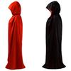 On Hand Hooded Cape Adult Unisex Long Cloak Black Red Halloween Costume Dress Coats