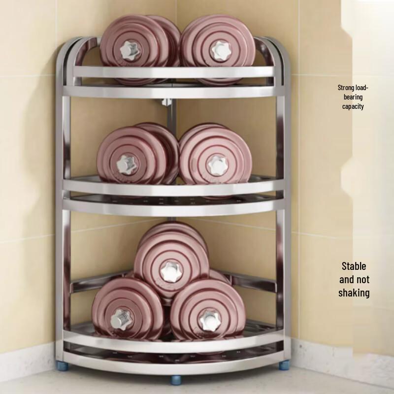 Yunshuang 3-Tier Stainless Steel Kitchen Corner Storage Rack