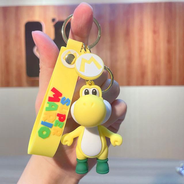Super Mario Bros Keychain Anime Figure Toad Yoshi Car Decoration Backpack Pendant Accessories Kids