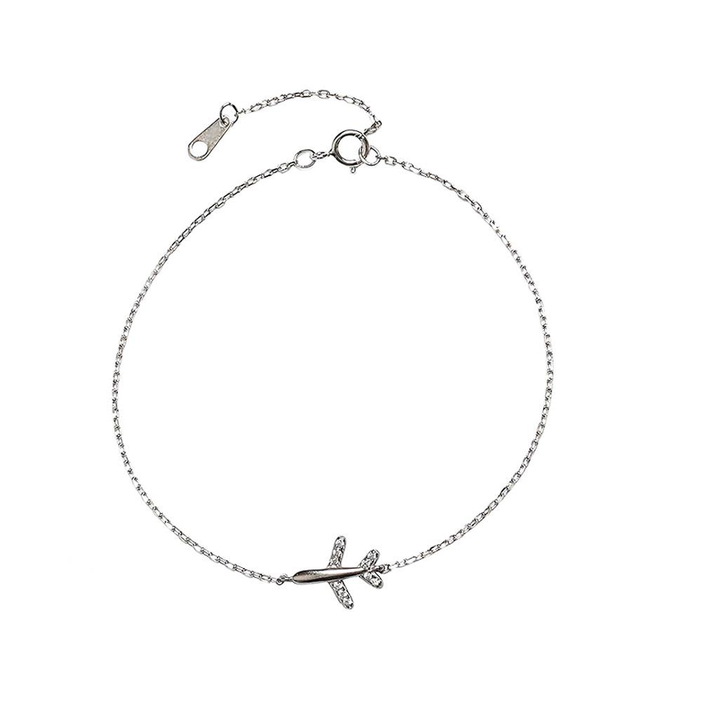 Sterling Silver Korean Style Airplane Bracelet for Women - Elegant, Versatile Design, Instagram-Inspired Luxury Wrist Jewelry