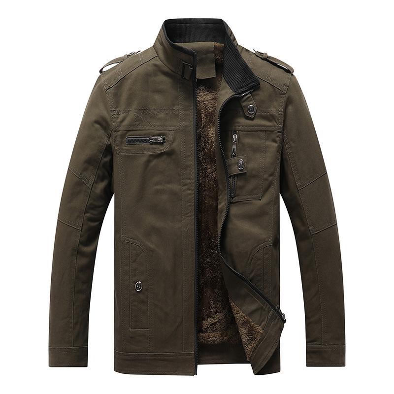 

Осеннее и зимнее мужское плюшевое утолщенное пальто с воротником-стойкой, большая куртка XXXXXL зелёный