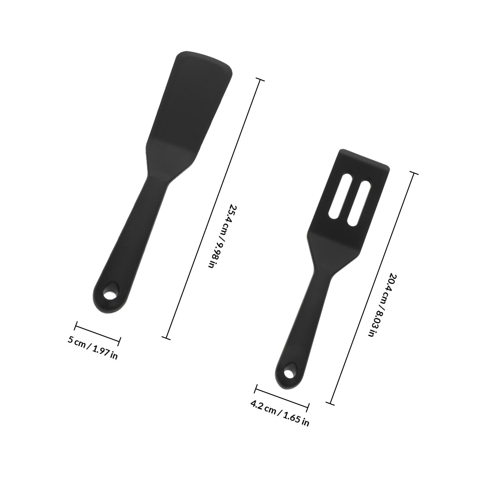 2Pcs Silicone Kitchen Spatulas Mini Shovel Set Steak Frying Pancake Cooking Tools Nonstick Utensils Silicone Shovels чёрный
