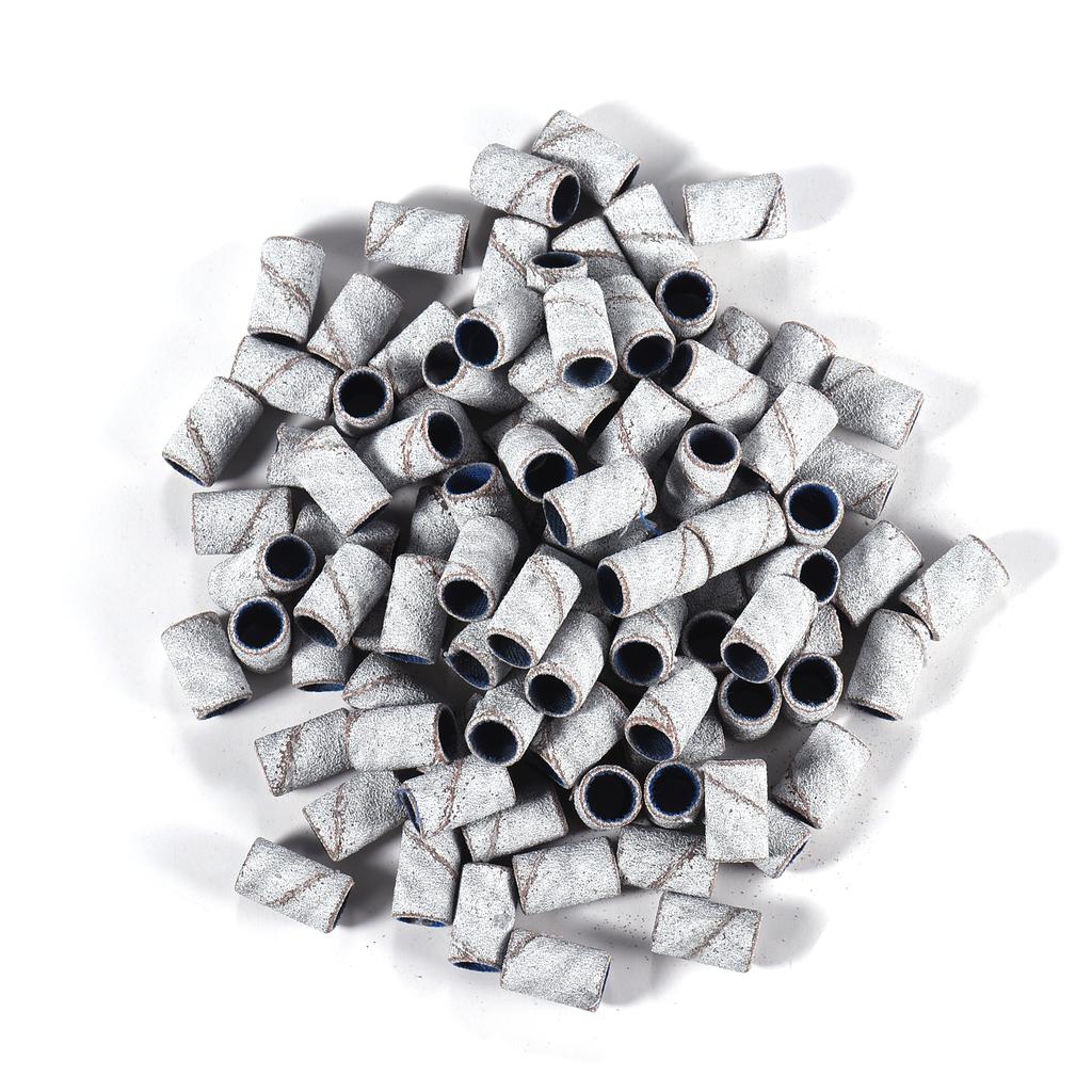 300pcs Sanding Bands with 2 Nail Drill Bits for Manicure Nail Drill Machine 80# 120# 180# Coarse Meduim Fine Grit