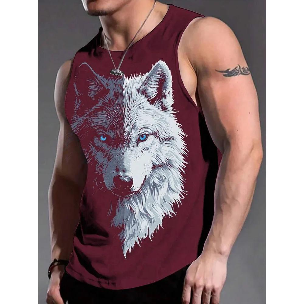3D Lion Print Men's Summer Street Fashion Casual Outdoor Sports Vest Versatile Comfortable Breathable Sleeveless Vest