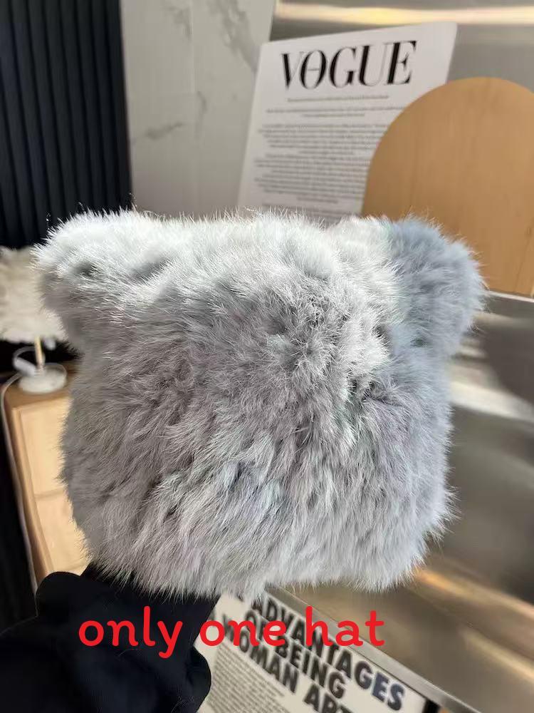 Cartoon Style Wool Beanie With Plush Fur Material And Adjustable Fit For Casual Wear
