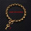 Trendy 18K Gold Plated Stainless Steel Lock Pendant Chain Bracelet Lock Key Pendant Charm Bracelet Hip-hop Couple Bracelet