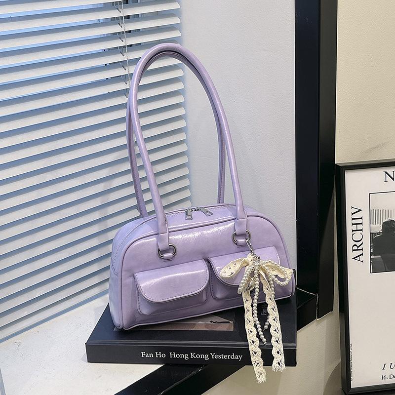 Large capacity bag women's spring and summer new fashion niche design shoulder underarm bag high-end bowling bag
