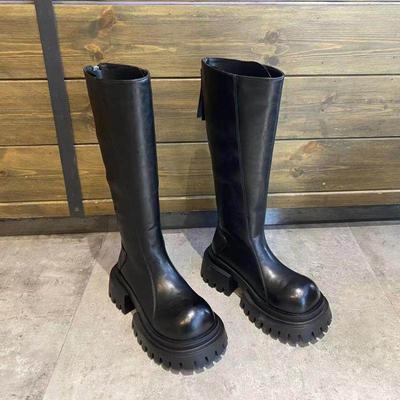 Thick-soled Boots Women's Autumn and Winter Small People Grow Taller But Knee Big Head High Boots Long Boots Knight Boots