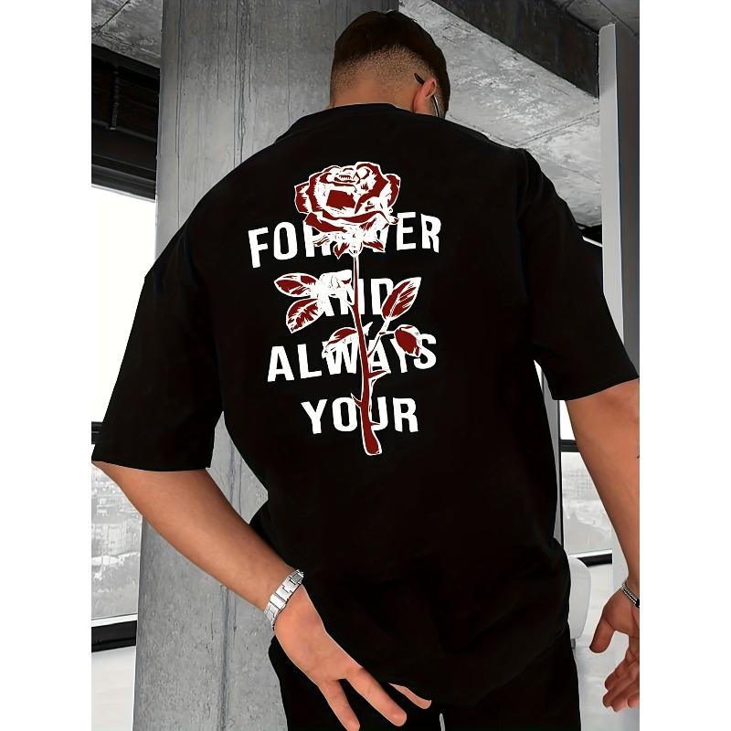 European Size Men'S Crew Neck Letter Print Short-Sleeved T-Shirt, Suitable for Summer Casual Sports