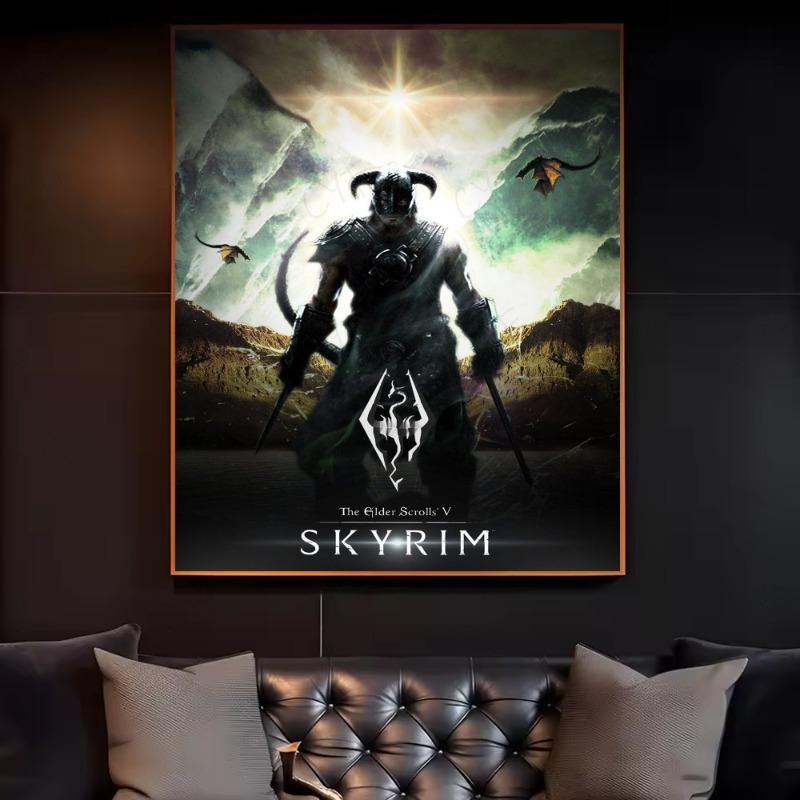S-Skyrim The Elder S-Scrolls V Poster HD art sticky wall waterproof home living room bedroom bar aesthetic decoration