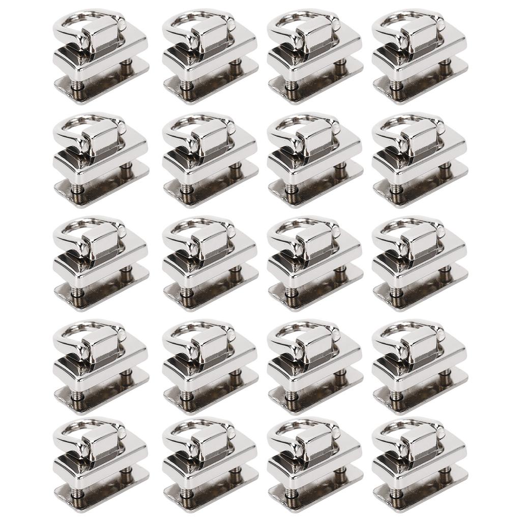 20Pcs D Ring Rivets 360 Rotatable Studs with Screw for Purse Leathercraft Leather Collar Belt Handbag 12.5x19.5mm Silver