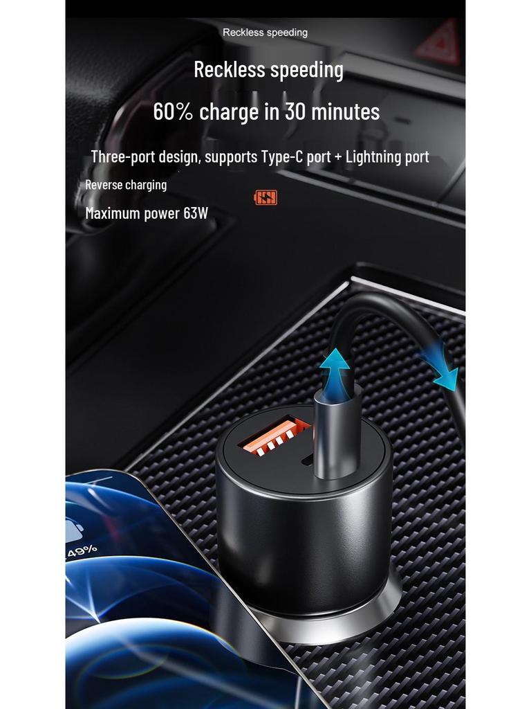 A+C/L63W Triple-Port Autoladegerät für Huawei SuperCharge & Apple Reverse Charging