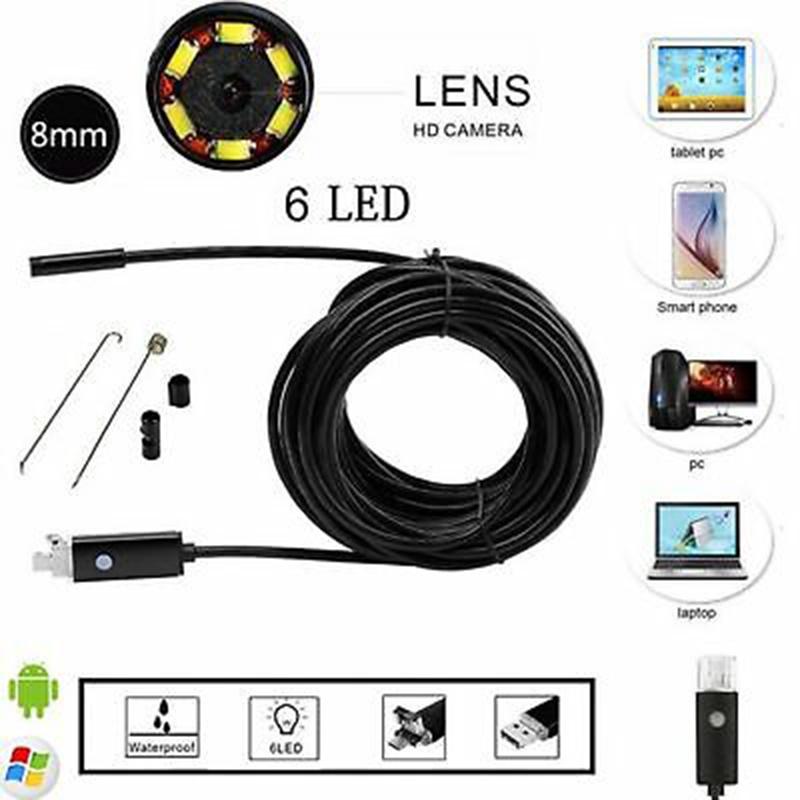 Waterproof 7mm 6 Led Usb Endoscope Borescope Video Camera 2m 5m