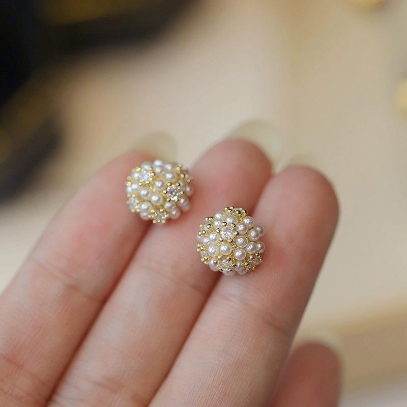 Simple Imitation Pearl Ball Stud Earring Sweet Temperament Earrings For Women Fashion Light Luxury Jewelry Gifts