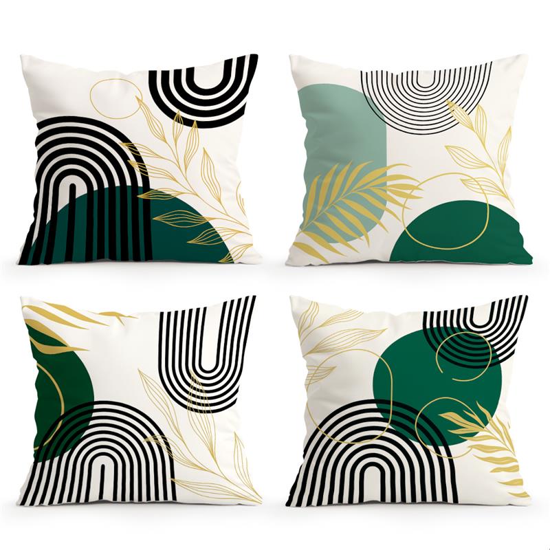 Heimdeko Modernes Geometrisches & Blattgold Kissenbezug Muster Kissenbezug Geeignet für Sofa Schlafzimmer Auto Kissenbezug