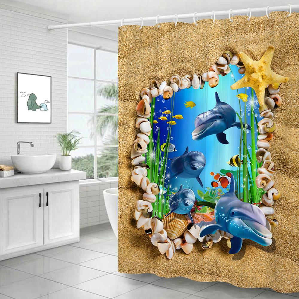 Dream Starry Sky Ocean Jellyfish Bathroom Waterproof Shower Curtain Set with 12 Hooks Bath Non-Slip Mat Rugs Toilet Seat Cover