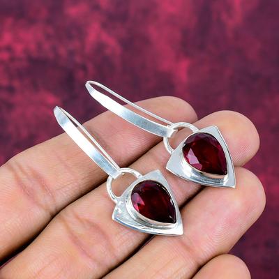 Roter Granat Schmuck, 925 Sterling Silber Ohrringe, handgefertigte Edelstein Schmuck Ohrringe für den Gedenktag