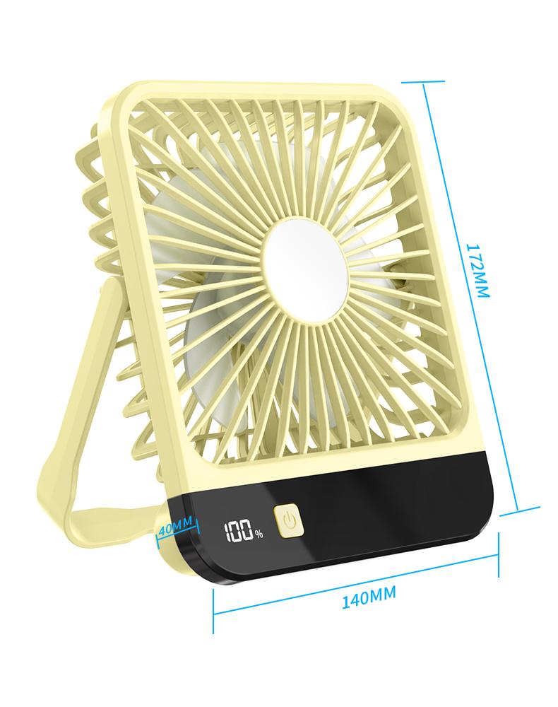

Desktop Fan Portable Charging Suspension With Battery Level Display 5-Speed Wind Mode Small Fan Dormitory Outdoor Camping жёлтый