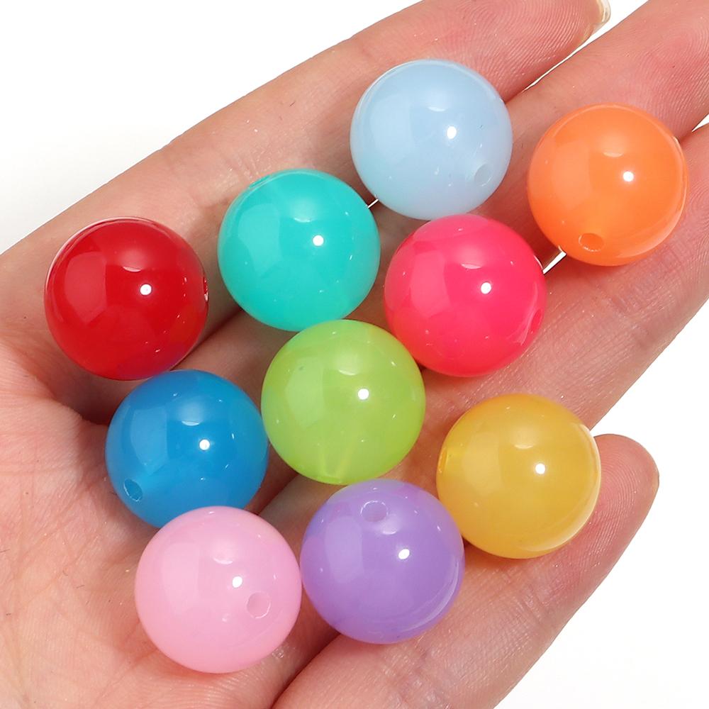 20pcs 16mm Jelly Color Acrylic Beads Round Loose Spacer Beads For Jewelry Making DIY Bracelets Necklace Phone Key Chain Supplies