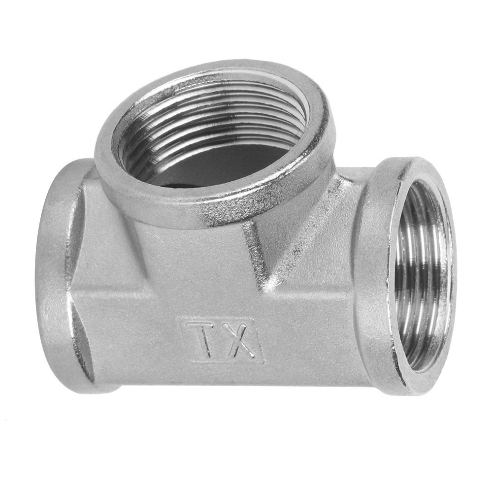 304 Stainless Steel Tee Threaded Pipe Connector for Industrial Pipe Shelf Household Tool