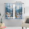 Set Of 2 Flat Printing Christmas Party Curtain Polyester Without Electricity Holiday Decorations Perfect Made