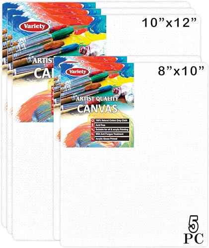 Variety Canvas 8 X 10 & 10 X 12 Inch Size, A4 Canvas Boards For Painting, Different Size Combo Pack, White Color